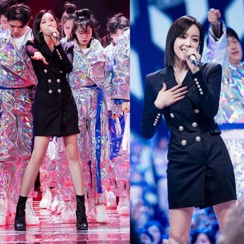 Free Shipping High Fashion Black Blazer Dress Women 2021 Office Ladies Elegant Stylish Double Breasted Slim Fit Dress