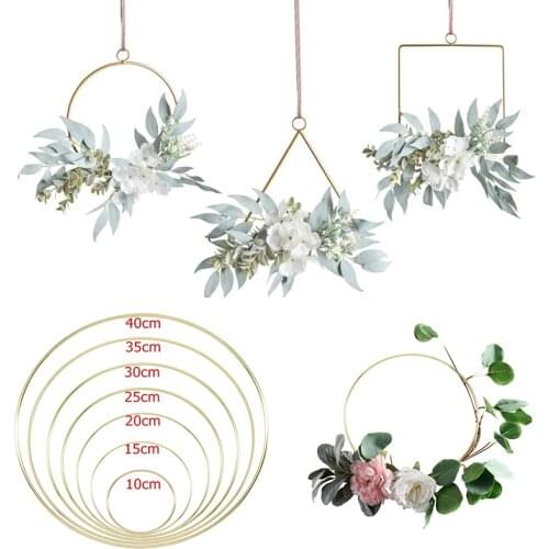 10-40cm Gold Metal Ring DIY Flower Wreaths Wedding Decoration Bride Wreath Party Backdrop Hanging Garland Home Dreamcatcher Hoop