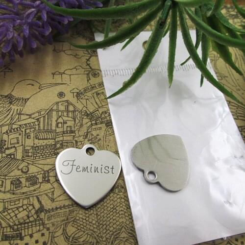 10pcs--"Feminist"stainless steel charms 5 styles for choosing DIY Charms for necklace bracelets