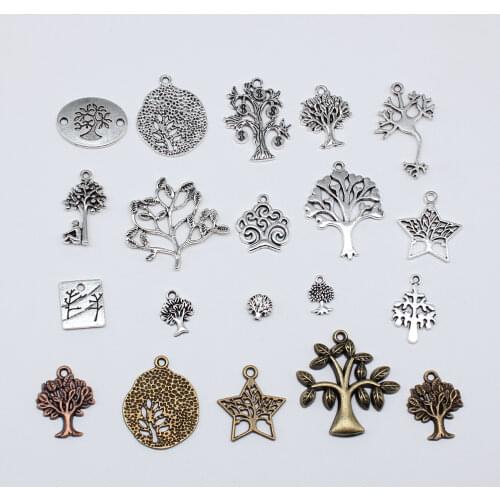 10pcs 22x17mm Pendant Tree Tree Charm Pendants For Jewelry Making Antique Silver Color Tree Pendants