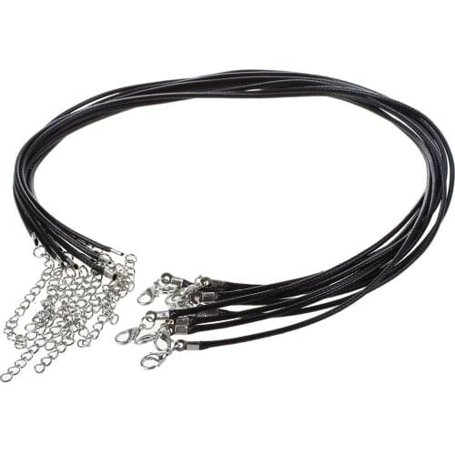 10 X Black Leather Necklace Pendant Cord String + Clasp