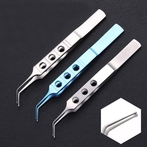 11cm crystal implant tweezers stainless steel titanium alloy ophthalmic tweezers duckbill tweezers micro tweezers round tip impl