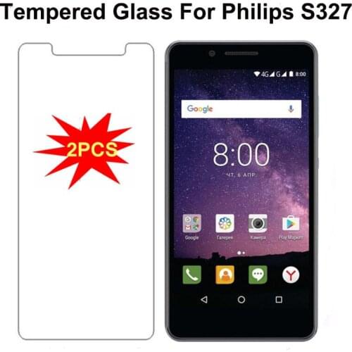 2PCS For Philips S327 Case Tempered Glass Screen Protector 9H 2.5D Explosion proof Ultra-thin Film For Philips S327 Mobile Phone