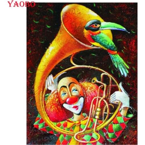 3D Square/Round Drill,5D DIY Diamond Painting Clown and bird Diamond Embroidery Cross Stitch Mosaic Picture Of Rhinestones art