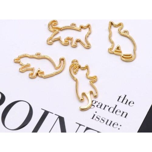 4Pcs Naughty Cats Blank Frame Pendant Open Bezel Setting UV Resin Jewelry