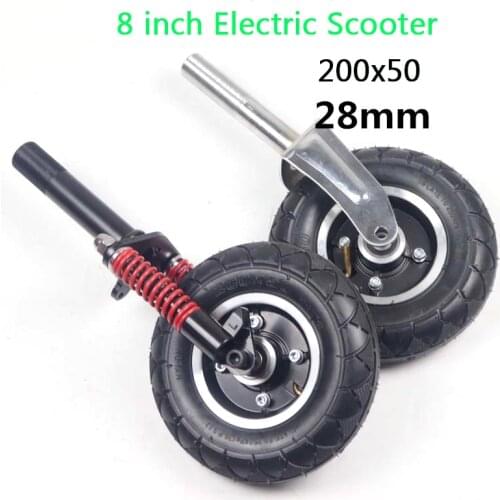 8 Inch Electric Scooter Accessories Front Forklift Faucet Refitted 28 Front Fork Spring Shock Absorber 200x50 Pneumatic Tire