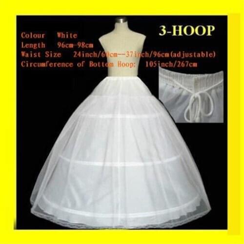 FREE SHIPPING Hot sale 50% off 3 HOOP Ball Gown BONE FULL CRINOLINE PETTICOAT WEDDING SKIRT SLIP H-3