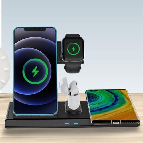 4 in 1 Qi 25W Fast Wireless Charger For iPhone 12 11 XS XR 8 X 3 in 1 Quick Charging Station For Apple Watch 6 5 4 3 Airpods Pro