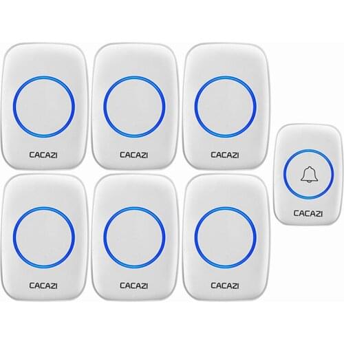 CACAZI Wireless Waterproof Doorbell 300M Range 1 Button 6 Receiver US EU UK Plug Home Intelligent Door Bell 60 chimes 0-110db