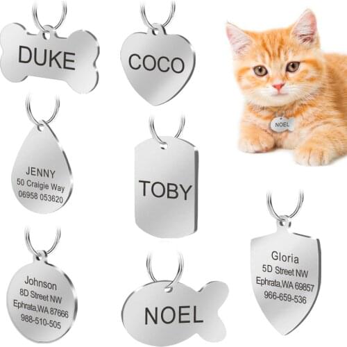 Stainless Steel Dog Tag Customized Dog Cat ID Tags Engraved Personalized Tag In Pet Collars For Dog And Cat Free Engraving