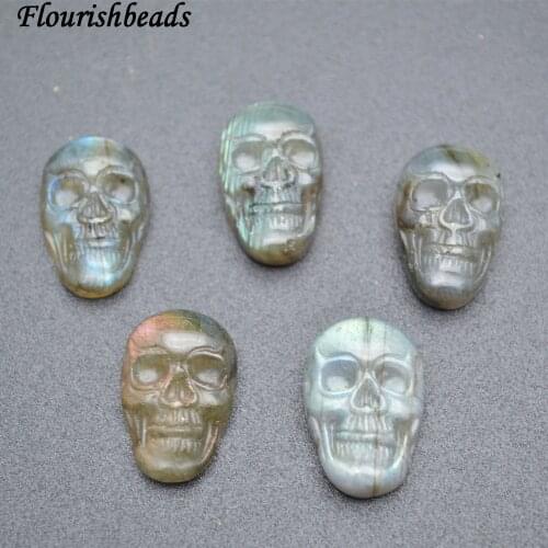 Shiny Gem Natural Labradorite Skull Cabochon Fit Jewelry Making