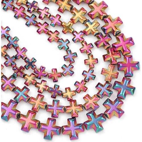 Cross Jesus Natural Stone Rose Red Hematite Beads 6/8/10MM Loose Spacer Beads For Jewelry Making Diy Bracelets Ear studs 15