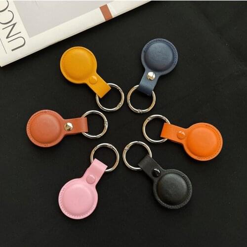 For Apple Airtags Case Leather Keychain Protective For Airtag Tracker Locator Device Anti-lost For airtag air tag Case llavero