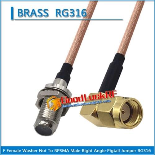 1X Pcs F Female Washer O-ring Bulkhead Mount Nut to RPSMA RP SMA Male 90 Degree Right Angle Coaxial Pigtail Jumper RG316 Cable