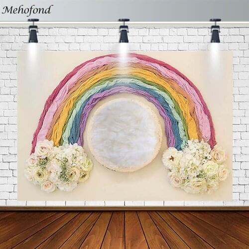 Mehofond Baby Shower Birthday Party Backdrop Florals Rainbow Decor Photography Background Props Photo Studio Banner Photozone