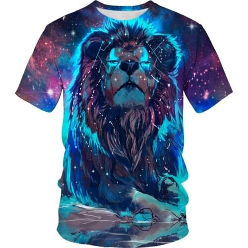 New magic summer mens animal tiger face T-shirt 3D printed lion tiger casual majestic fashion T-shirt Harajuku large size 6X