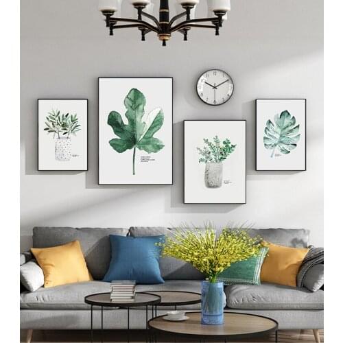 Art Painting Decoration Pictures Minimalist Home Decor Watercolor Plants Leaf Canvas Poster Nordic Style Print Scandinavian Wall