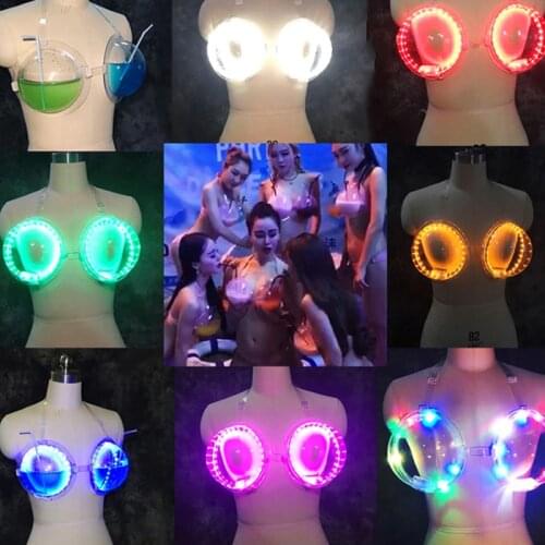 Personalized LED Luminous Bra Nightclub Bar Female Singer DJ DS Performance Accessories Sexy Temptation Bra Party Outfit DWY3453
