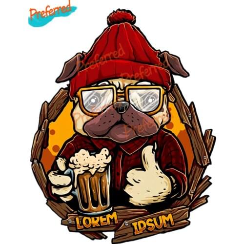 Interesting Beer Dog Car Stickers Decal Anime Cute Car Accessories Decoration Pegatinas Para Coche