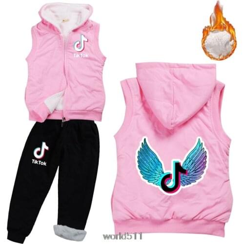 Tik Tok Winter Baby Infant Kid 2 Pcs Set Little Girls & Boys Cute Thick Warm Vest Coat + Pant Sets Clothing birthday gift