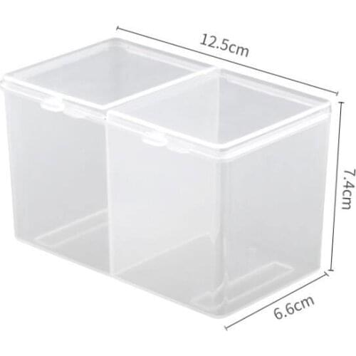 Double Grids Portable Storage Box Nail Art Tools Case Organizer Cotton Pad Cosmetics Swab Holder Container