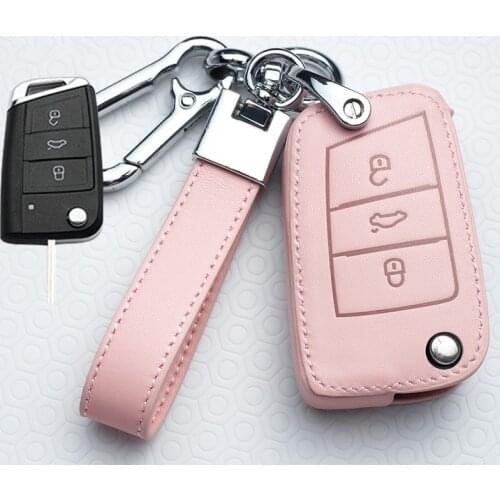 Leather Car Key Cover Case For VW Volkswagen Tiguan MK1 MK2 Magotan Passat B5 B8 Polo Golf 4 5 6 7 mk7 Jetta POLO Eos Scirocco