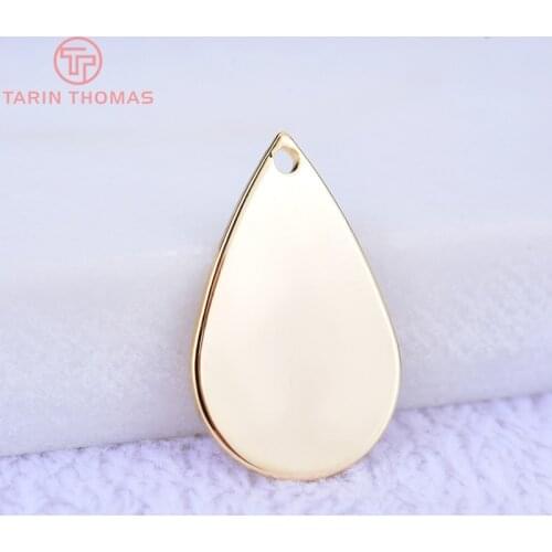 225)10PCS 17.5x11MM 24K Gold Color Plated Brass Water Drop Charms Pendants High Quality DIY Jewelry Making Findings