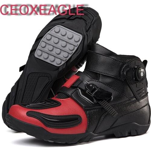 Riding Male Four Seasons Off-Road Boots Racing Ankle Motorbiker Cycling Mechanical Shoes With Steel Spring Wire Shoelace 2 in 1