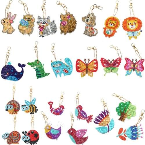 2/3/4pcs DIY Full Special Shaped Drill Diamond Painting Insect Keychain Mosaic Kit Rhinestone Drawing Picture Set Pendant Craft