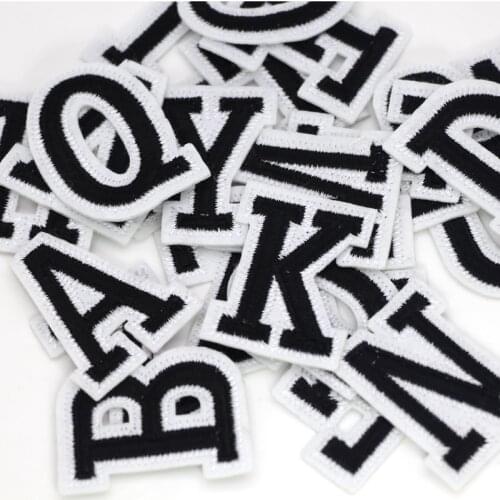 English Alphabet Letter Embroidery Patches Embroidery Clothing Stickers Pure White English Letters Applique name patches