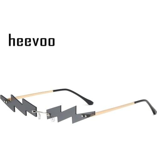 Small Rimless Cat Eye Sunglasses Women Vintage Punk Sun Glasses Unique Lightning Eyeglasses For Female Retro Lunette UV400