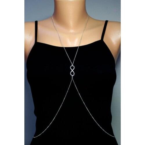 2018 New Female Bodychain Necklace Lucky Eight Body Chain Necklace Punk Jewelry Bikini Decoration Body belly waist Chain