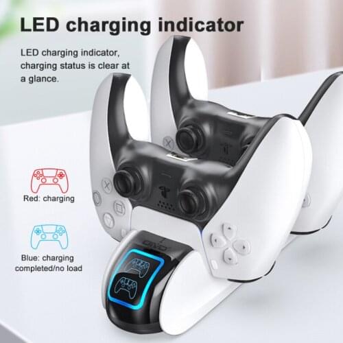 New Gamepad Charger For PS5 Controller ABS Black And White Charger Station USB Adapter With LED Light For PS5 Game Controller