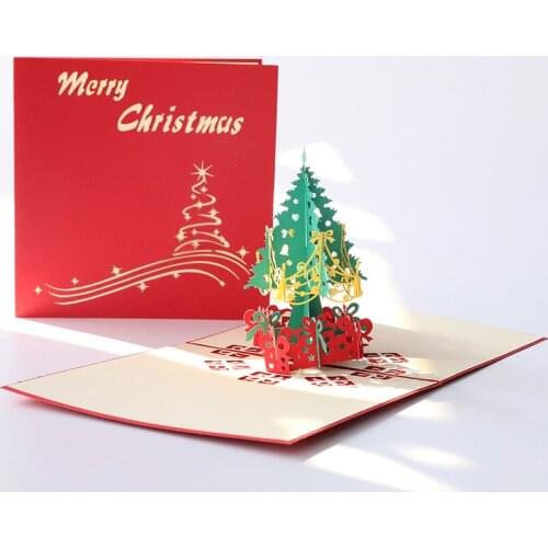 10pcs Pop-Up Chirstmas Tree Card Special Desigh 3D Greeting Card For Chirstmas Anniversary Get Well Sympathy