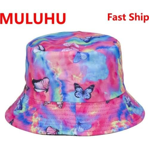 Gorro Playa Color Blooming Butterfly Men Women Cotton Double-Sided Cap Summer Panama Fashion Fold Sun Fishing Fisherman Hats Bob