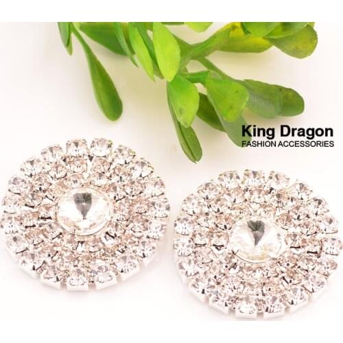 Rhinestone Embellishment Decoration Buttons 27MM 5PCS/lot Silver Color Flat Back KD366