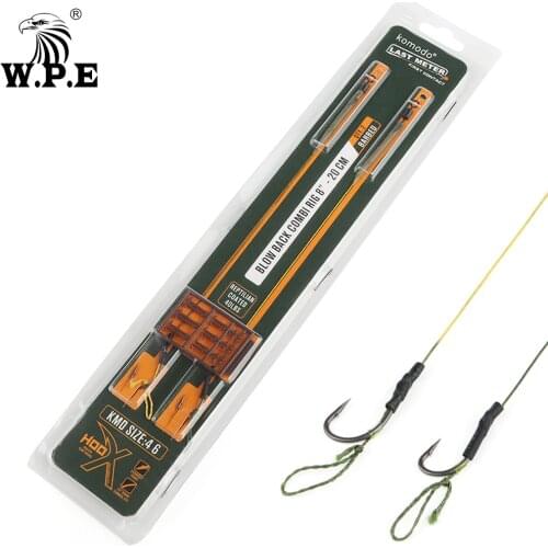 W.P.E Carp Fishing Hair Rig 4#/6# Barbed BKK Fishing Hook Ready Made Boilie Tied 20cm 45LB Braided Coated Fishing Line 2pcs/pack