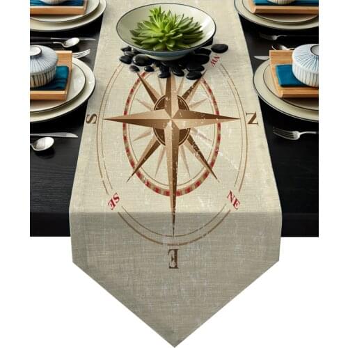 Dining tablecloth Retro Compass Round Table Runner Modern Table Runners for Wedding Party Decorarion Christmas Table