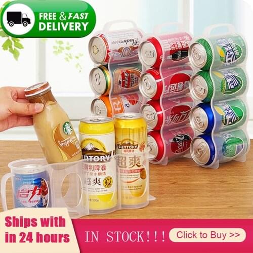 Juice Drink Racks Can Space-saving Organizer Fridge Kitchen Storage Beverage Grid Pull Can Storage Box Cocina Accesorio