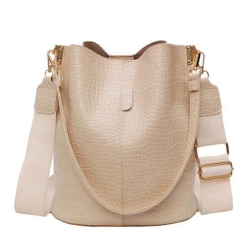 Pu Bucket Bag Womens Handbag Leather Messenger Bag Crocodile Pattern Female Luxury Single Shoulder Bag Crossbody Bag All-match