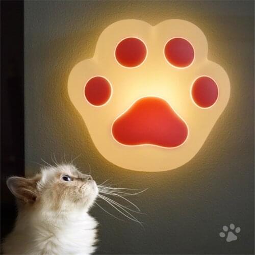 LED Cartoon Cat Paw Silicone Night Light USB Rechargeable Magnetic Dimming Wall Lamp Smart Home Decoration Gift Childrens Toys