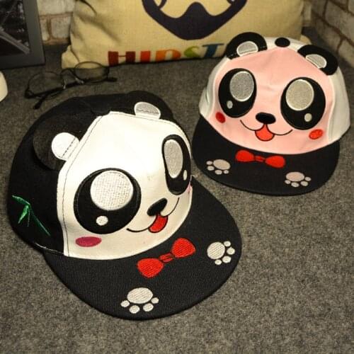 TDX-C3 Child hat cartoon bow tie giant panda child hiphop cap male female child benn baseball cap