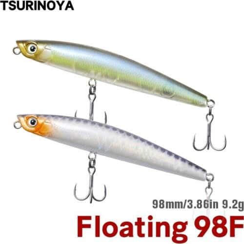 TSURINOYA Floating Pencil DW66 98mm 9.2g Artificial Hard Bait 98F Long Casting Tungsten Steel Center Of Gravity Bass Lure