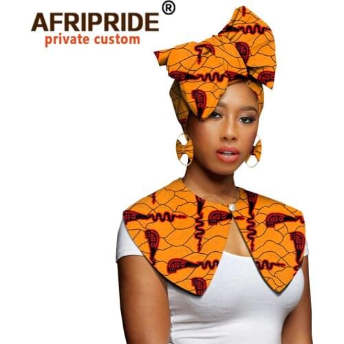 African Headwrap Earings and Shawl 3 Piece Set for Women Head Scarf Ankara Traditional Headtie Turban Print Wax Headband A20H002
