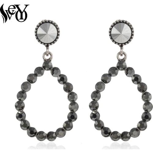 VEYO Stylish Cute Round Rhinestone Drop Earrings Party for Women New Free Shipping