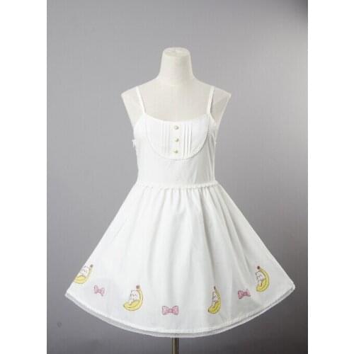 Cosplay Banana Cat Anime cute dress skirt sling dress Women Japanese Kawaii style summer sling dres
