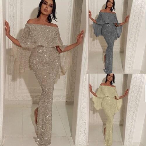 Evening Dress Boat Neck Sleeveless Sequined Mermaid Evening Gowns For Women Vestidos De Fiesta Evening Party Gown Robe De Soiree