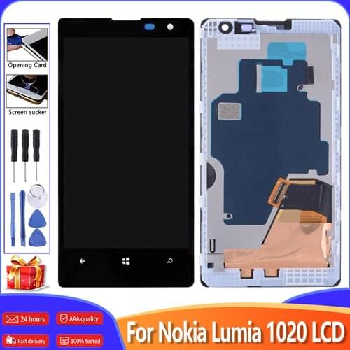 4.5" AMOLED For Nokia Lumia 1020 LCD Display With Touch Screen Digitizer Assembly With Frame Replacement Module Free Tools