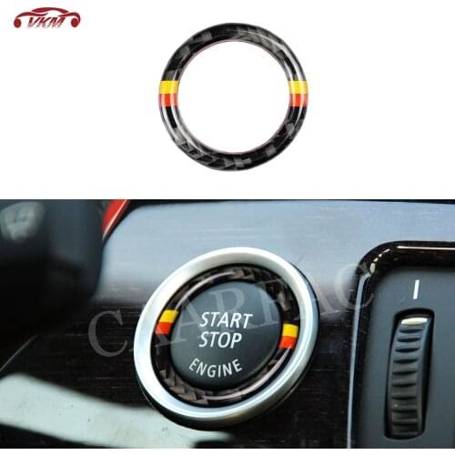 Carbon Fiber Car Engine Start Stop Ignition Button Decoration Ring Trim Sticker For BMW 3 Series E90 E92 E93 E89 Z4 2009-2012