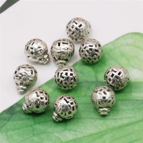 10PCS Alloy Round Spacers Hardware Fittings Accessory Silver-plate DIY Loose Beads Hand Maded Necklace Bracelet Women Jewelry